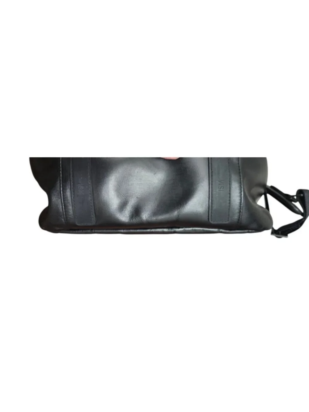 ISM Backpack Black Nylon Leather Trim Laptop Travel Commuter Minimalist Unisex